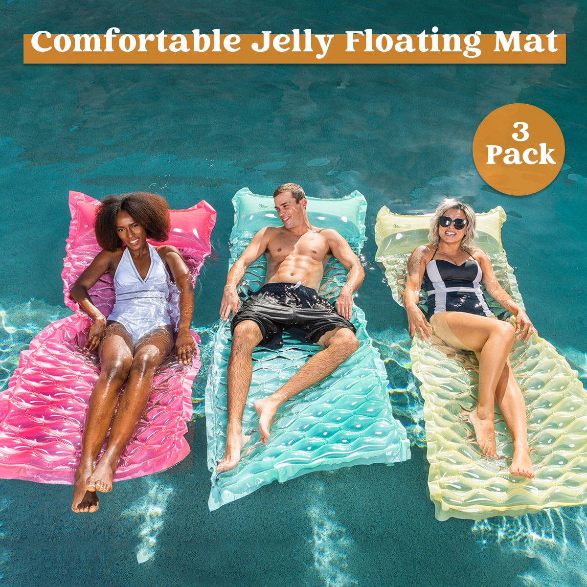 Sloosh 3 Pack Inflatable Pool Mat Swimming Pool Mattress Float Lounge
