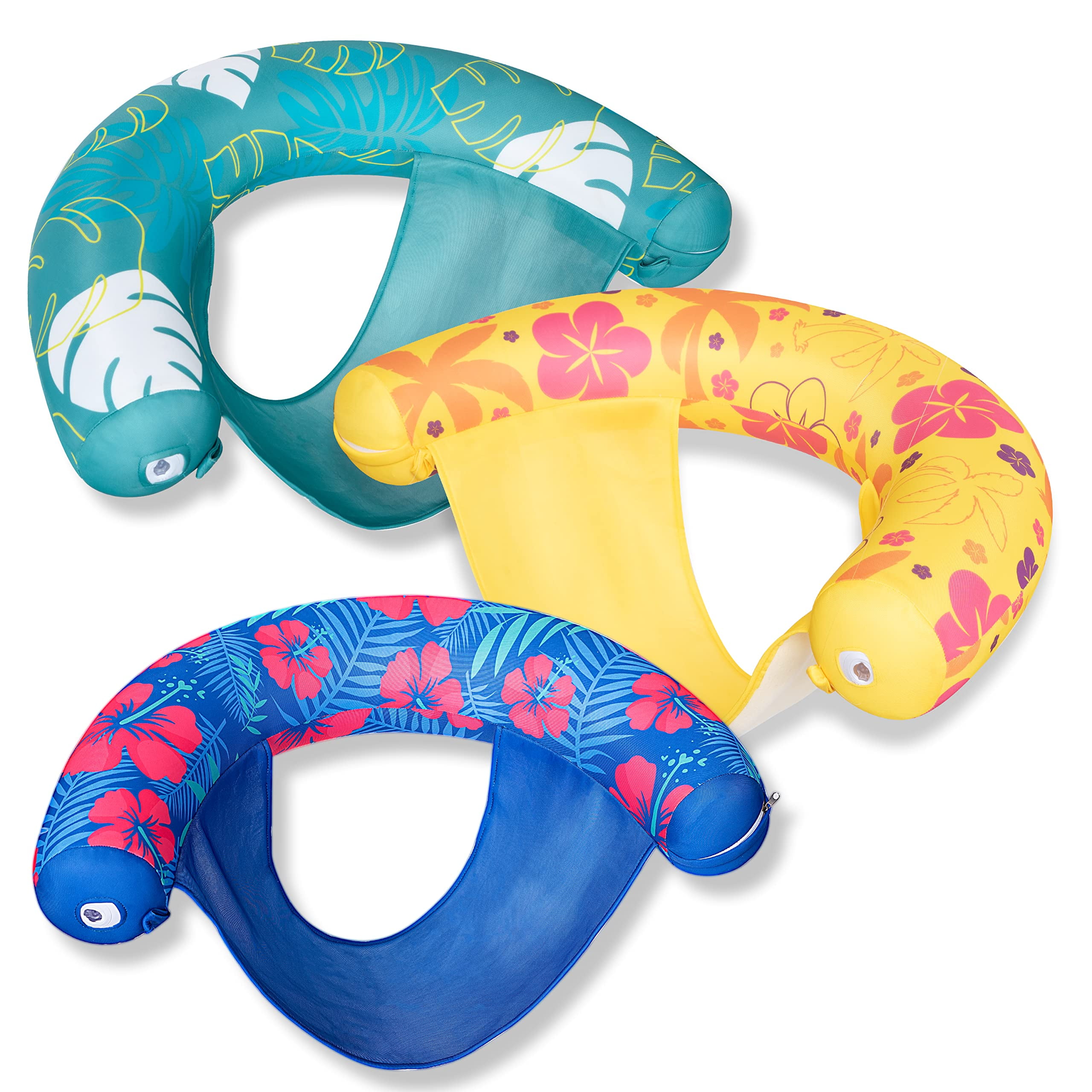 Sloosh 3 Packs Inflatable Pool Float Noodle Chair, Floral Design Pool