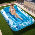 thumbnail image 1 of SLOOSH Inflatable Tanning Pool Lounger Float, 85" x 57" Extra Large Suntan Sun Tan tub for Adults, Tanning chair, Bed Blow up, Raft Lounge Floatie, XL-Blue, 1 of 10