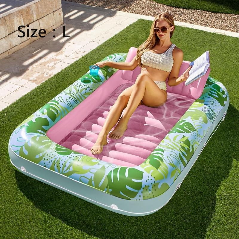 Sun Pool Float Sloosh-L/XL Inflatable Tanning Pool Lounge Float With Cup Holder, 70 ...