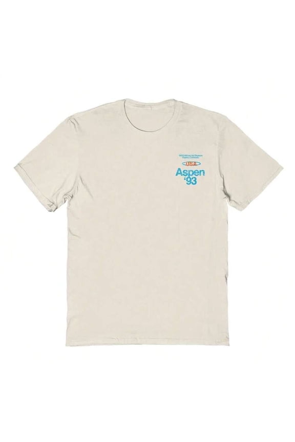 Slope Series Aspen Front Unisex Graphic Cotton Short-Sleeve T-Shirt In Beige