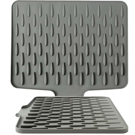 Sloped Silicone Draining Mat,Heat-Proof & Non-Slip Worktop Saver, Rectangle Dish Drying Mats, Draining Mats For Kitchen Sink & Counter