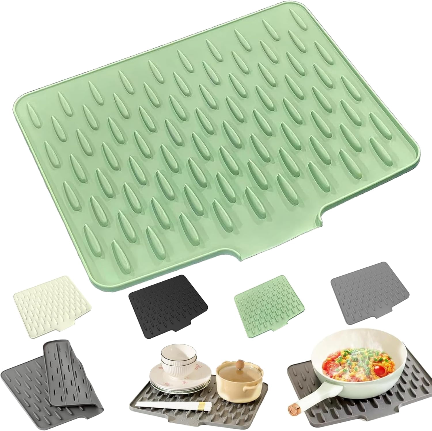 Sloped Silicone Drying Mat, Reusable Heat-Resistant Non-Slip Sink Mat ...
