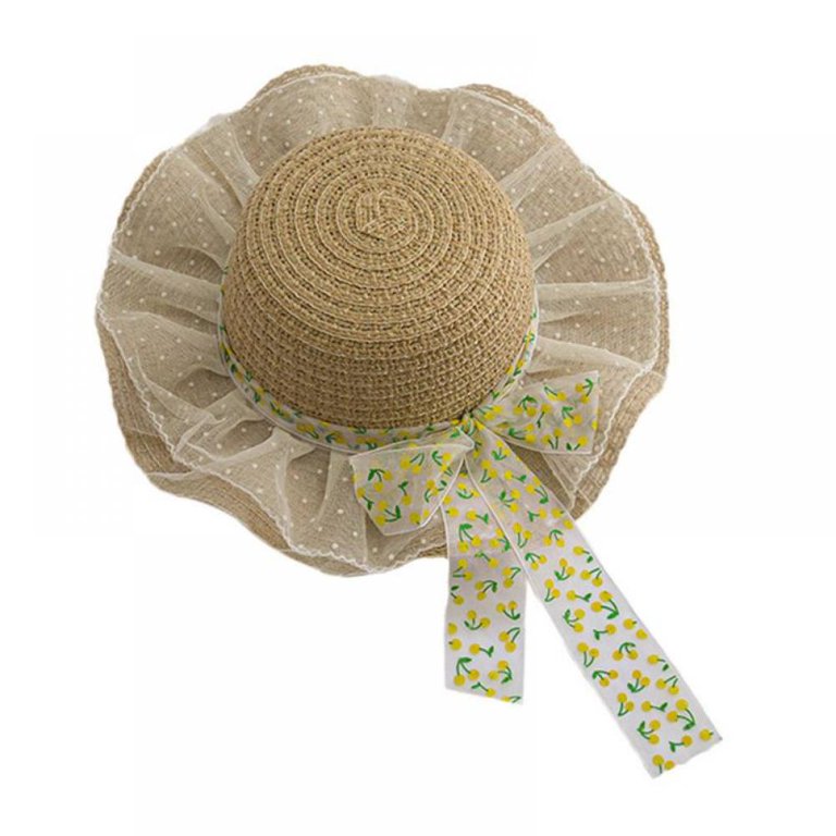 Girls Wide Brim Straw Sun Hat Summer Beach UV Protection Bucket Hat Fishing  Hat for Girls