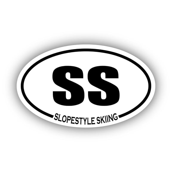 Slopestyle Skiing SS Oval Bumper Sticker 3M Vinyl Decal 3 in x 5 in