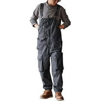 Sloppy Canvas Overalls with Oversized Pockets Men's Durable Dungarees for Work