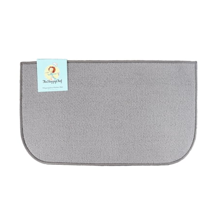 Sloppy Chef D-Shape Kitchen Rug: 18 x 30, Skid-Resistant Latex Backing, Silver