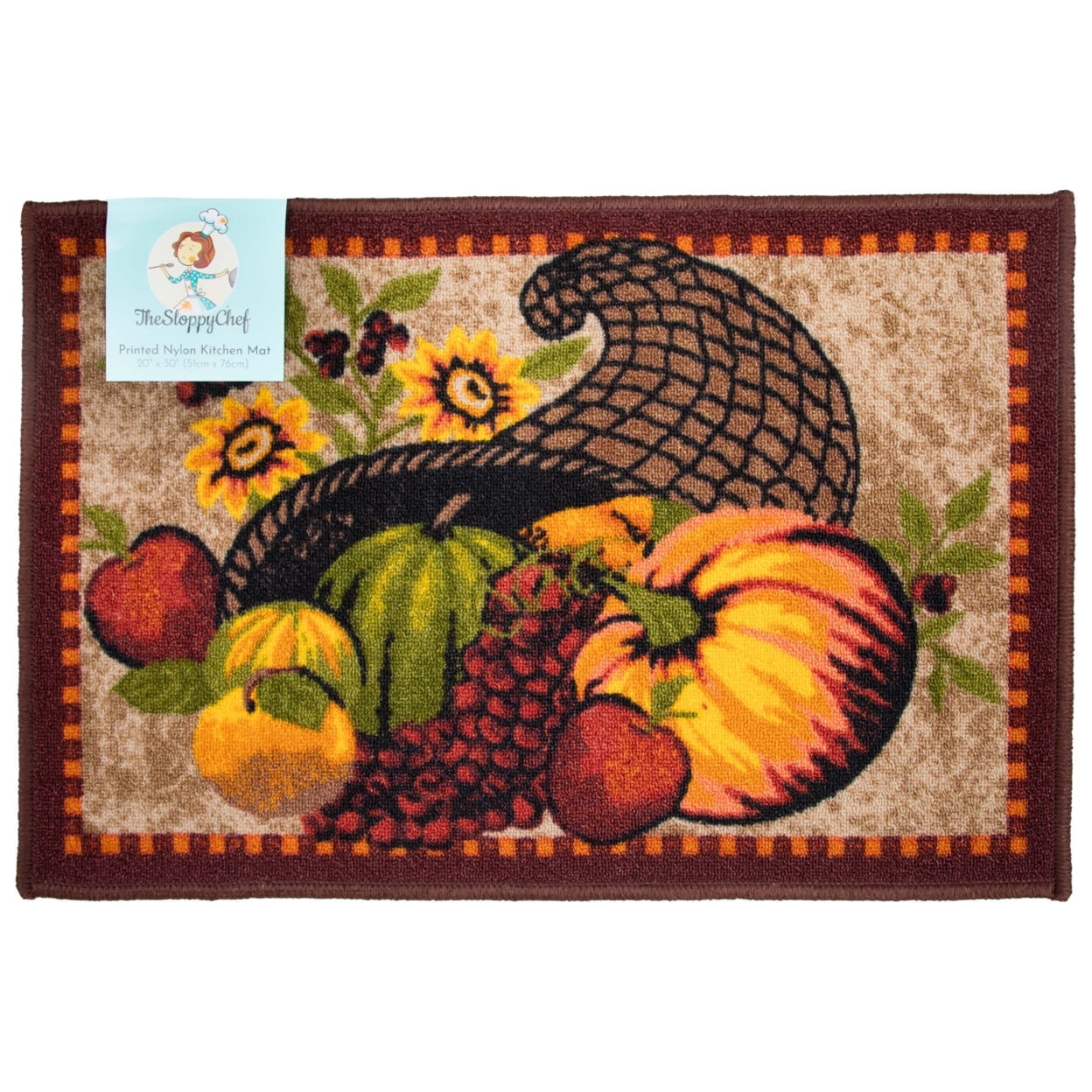 Harvest Multicolor Synthetic Rectangular Kitchen Rug, 20x30
