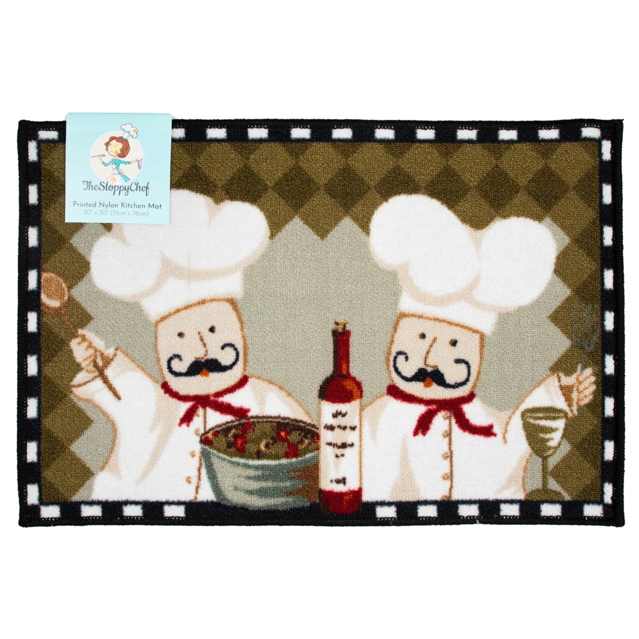 Sloppy Chef Printed Kitchen Area Rug, 20x30, NonSkid Latex Backing