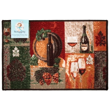 Arkwright Printed Kitchen Mat, 20x30, Wine Bottles Design