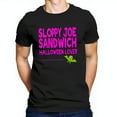 thumbnail image 1 of Sloppy Joe Sandwich Halloween Lover Cotton Short Sleeve T-Shirt with Cartoon Bat Design - Fun & Casual Wear, 1 of 5