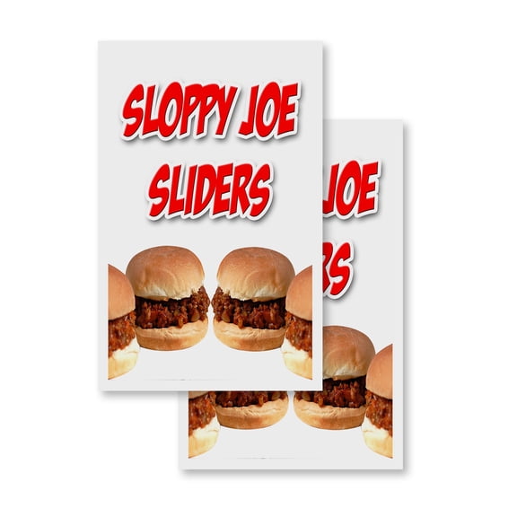 Sloppy Joe Sliders (2-PACK) 24" x 36" Vinyl Decals | Sign Insert Peel & Stick Decals Stickers Window Signs