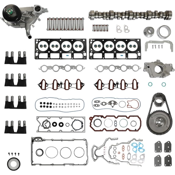 Sloppy Stage 2 Camshaft Head Gasket Set Timing Chain Kit Oil & Water Pump Valve Lifters For Cadillac Chevy GM Yukon 4.8 5.3 6.0 2005-2014