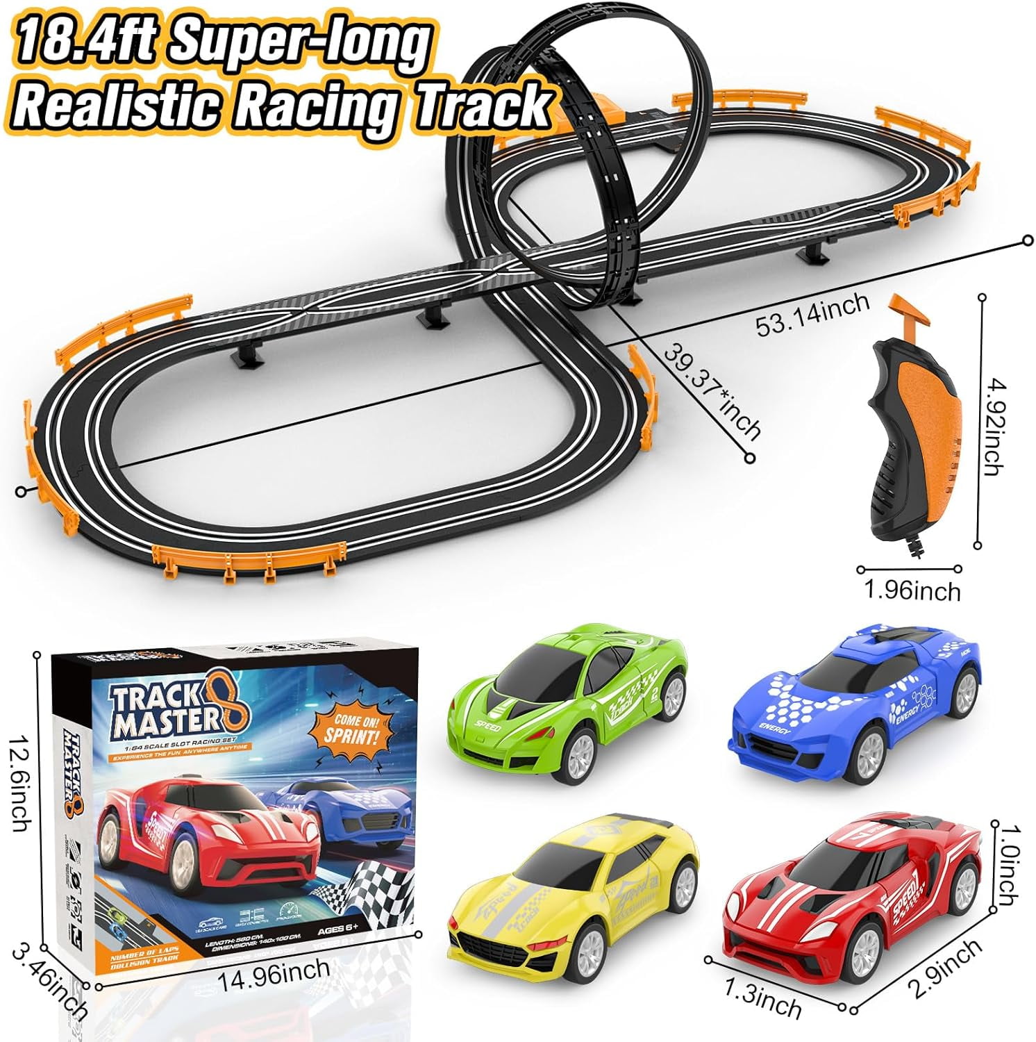 Slot Car Race Track Set for Kids, Dual Racing Game with 4 High-Speed ...