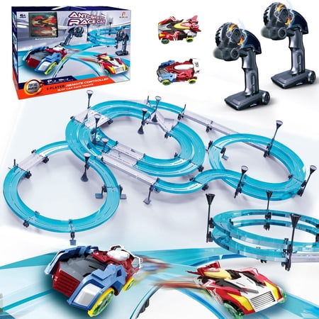 BUBUQE Slot Car Race Track Set Dual-Player Remote Control Electric Racing Car for Kids Circular Overpass Tracks