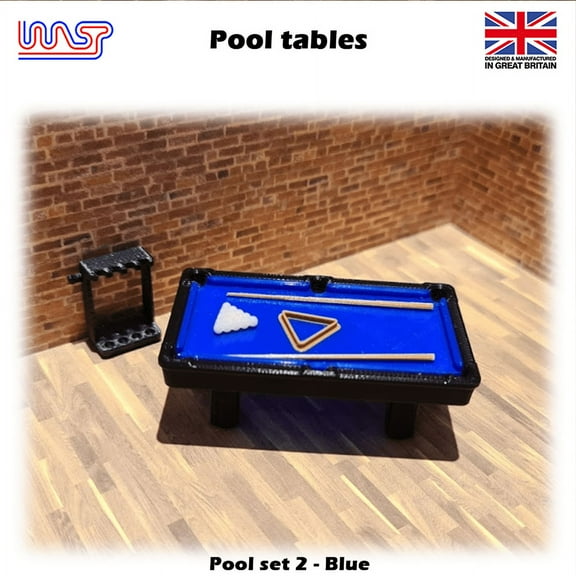 Slot Car Scenery Track Side Pool Table and Balls Blue New 1:32 Scale WASP