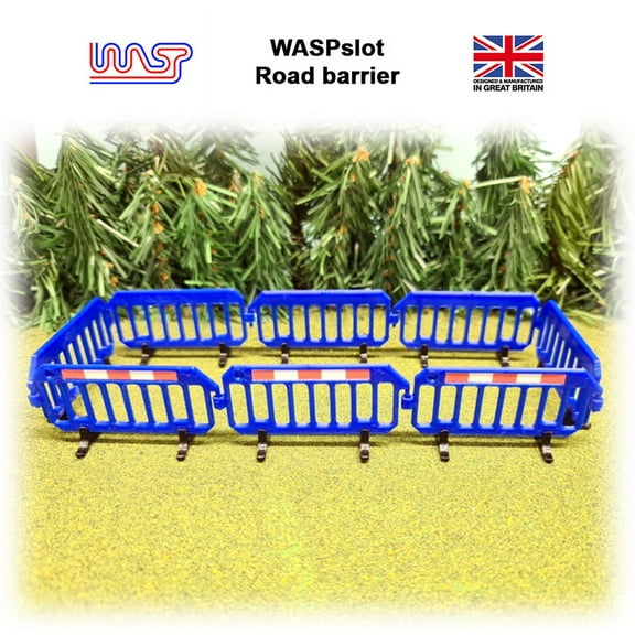 Slot Car Trackside Scenery Blue Road Barriers x 8 1:32 Scale WASP