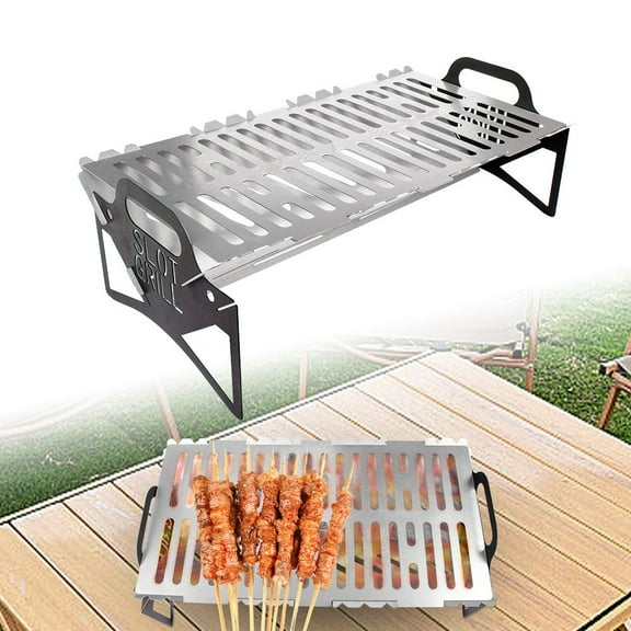 Slot Grill - Collapsible BBQ Grill for Easy Storage Steel, Tool-Free Setup US