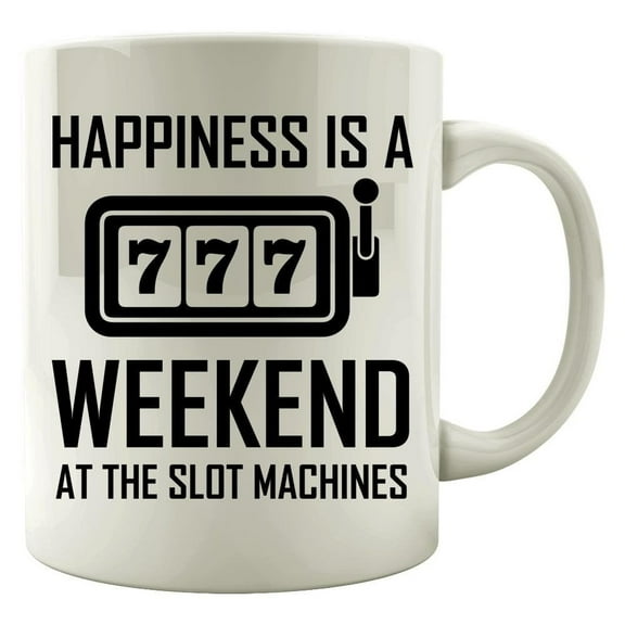 Slot Machine 11 oz Coffee Mug - 777 Weekend Happiness White Ceramic Gift