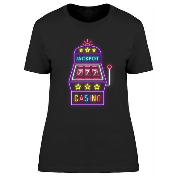 Slot Machine Neon Design T-Shirt Women -Image by Shutterstock, Female x-Large