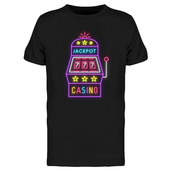 Slot Machine Neon Sign T-Shirt Men -Image by Shutterstock, Male Medium