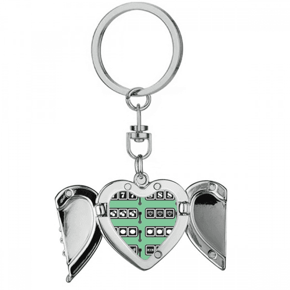 Slot Machine Winning Pattern Illustration Heart Angel Wing Key Chain Holder