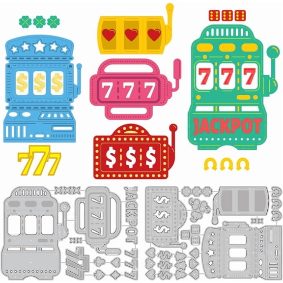 Slot Machines Cutting Dies Game Machine Card Making Die Stencil Carbon Steel Die Cuts Card Scrapbooking Embossing Template Dies for Greeting Cards Craft Paper Album Invitation Decor