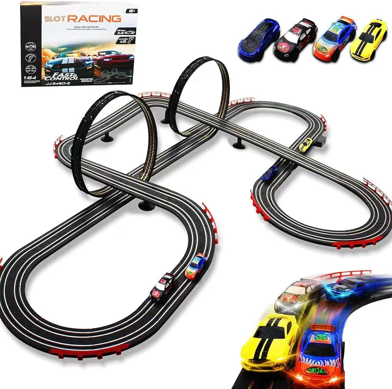 Slot Racing Car Track Sets 28Ft Electric Powered Race Tracks for Boys ...