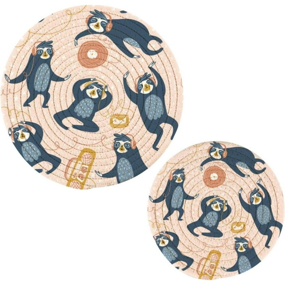 Sloth 2 Pack Pot Holders Trivets, Heat Resistant Hot Pads for Kitchen Table Decoration Trivets for Hot Dishes/Pot/Bowl/Teapot/Kitchen Hot Pads Trivets, 7" + 9.45"