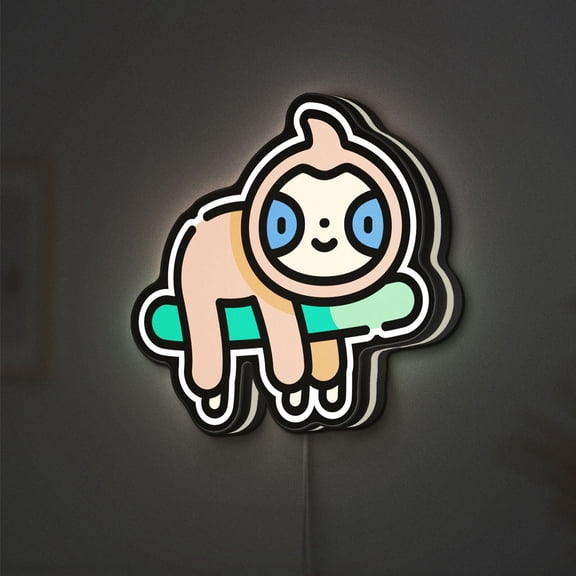 Sloth 3D Novelty Light Box for Cafes, Cozy Decor, Ideal for Coffee Shop Owners (Height 24 inch, 60cm)