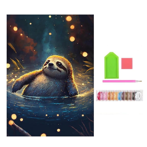 Sloth 5D Diamond Art Kit, Full Drill DIY Painting Embroidery Cross Stitch Decor