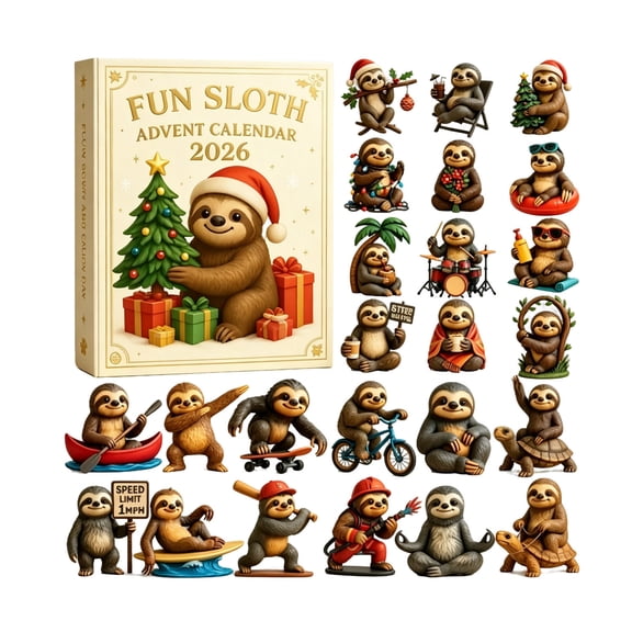 Sloth Advent Calendar Box Set Holiday Countdown Figurines 1 Pack