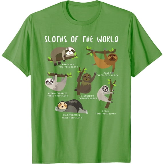 Sloth Animal Design Themed - Types of Sloths Unisex T-Shirt for Men Women Kids Toddler,Lime Color,Size YM