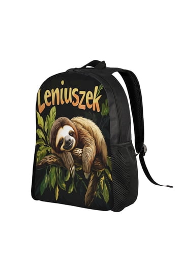 Sloth Drawstring backpack Cute sloth & leaves front, 
black back, EUC Explore Stylish Sloth Backpacks in Cool Colors for Everyday Use main image 3