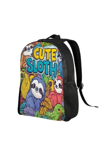 Sloth Drawstring backpack Cute sloth & leaves front, 
black back, EUC Explore Stylish Sloth Backpacks in Cool Colors for Everyday Use main image 4