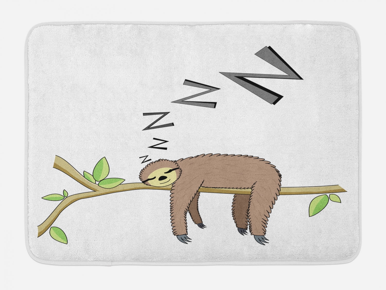 Sloth Bath Mat, Arboreal Mammal Sleeping on Branch in Forest Lazy Mood ...