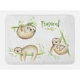 thumbnail image 1 of Sloth Bath Mat, Cute Babies in Tropical Nature Theme Exotic Palm Tree Leaves Nursery Aloha, Non-Slip Plush Mat Bathroom Kitchen Laundry Room Decor, 29.5 X 17.5 Inches, Pale Brown Green, Ambesonne, 1 of 2