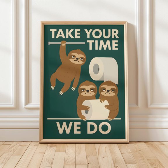 Sloth Bathroom Wall Art Decor Unframed Paper Print