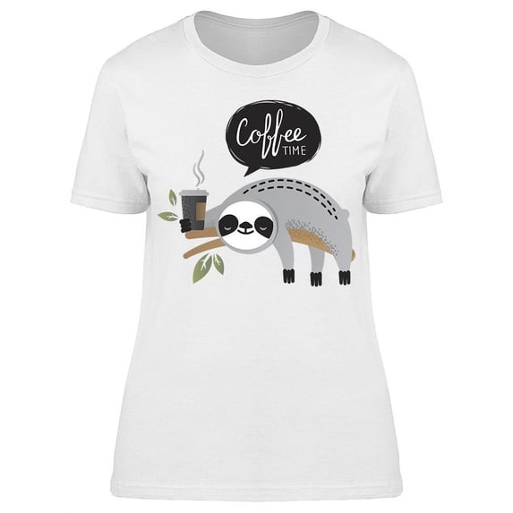 Sloth Bear Coffee Time T-Shirt Women -Image by Shutterstock, Female XX-Large