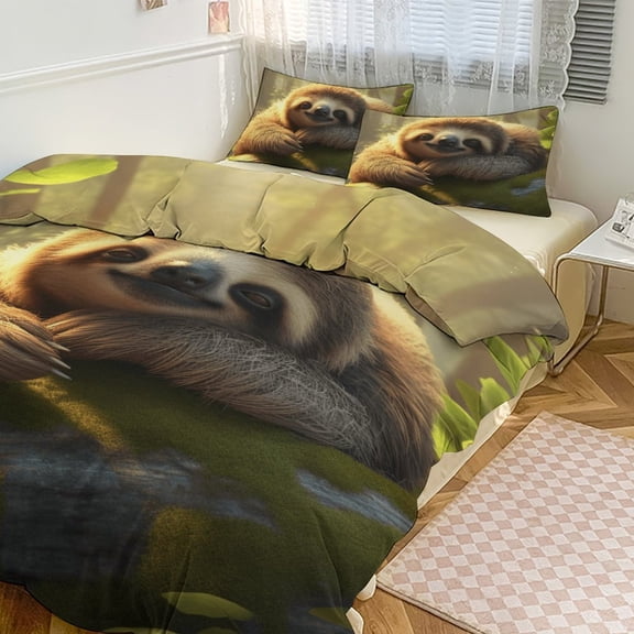 Sloth Bedding Set with Zipper Closure for Girls & Boys
