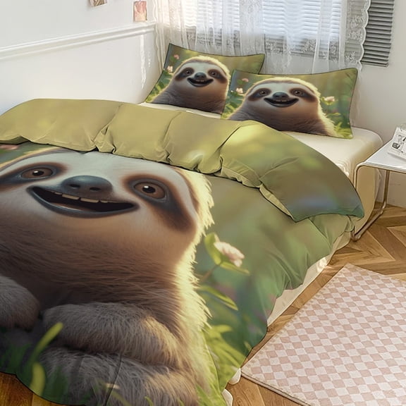 Sloth Bedding Set with Zipper Closure for Girls & Boys