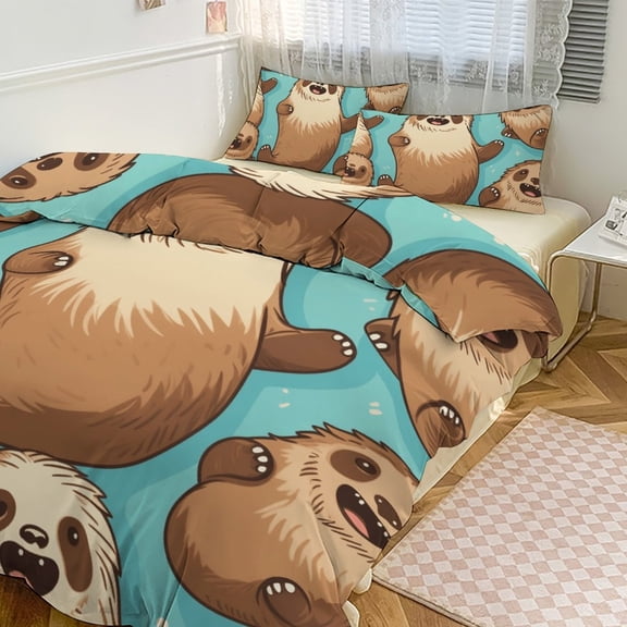Sloth Bedding Set with Zipper Closure for Girls & Boys