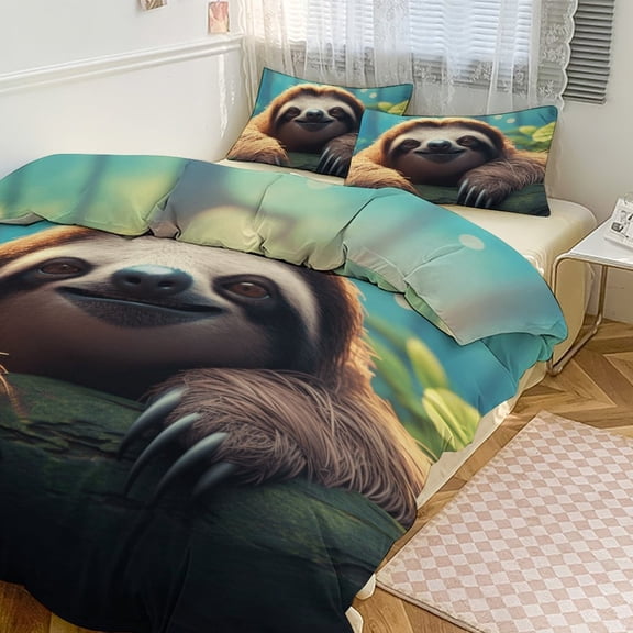 Sloth Bedding Sets Twin Duvet Cover 3 Piece Cute Bed Set for Boys Girls Kid