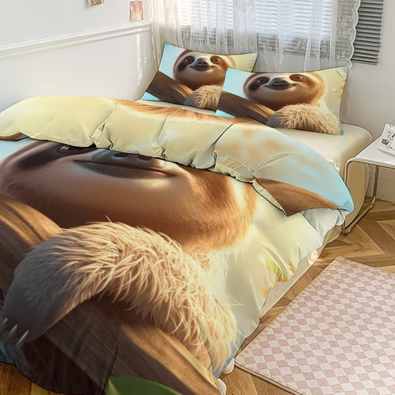 Sloth Bedding Sets Twin Duvet Cover 3 Piece Cute Bed Set for Boys Girls Kid