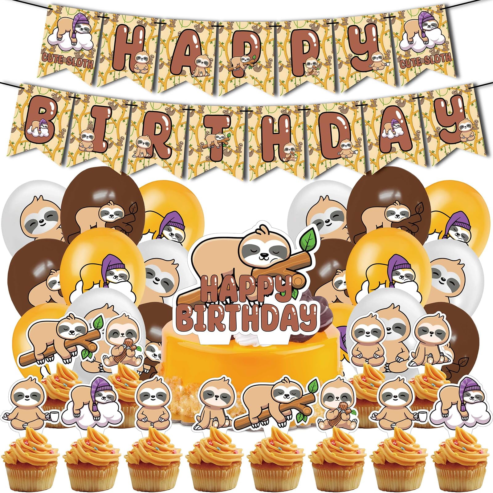 Sloth Birthday TI12 Party Supplies Sloth Party Secorations Set Sloth