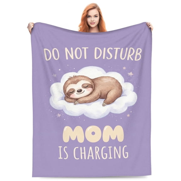 Sloth Blanket, Funny Mom is Charging Sloth Blanket, Cute Gifts for Mom, Soft Sloth Throws Blanket for Mother 50x40