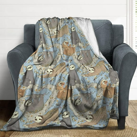 Sloth Blanket Gift for Women Men, Throw Blanket Soft Sofa Blanket Durable No Shedding Noon Break Blanket for Office Home Bed Couch All-Season Flannel Blanket Animal-1