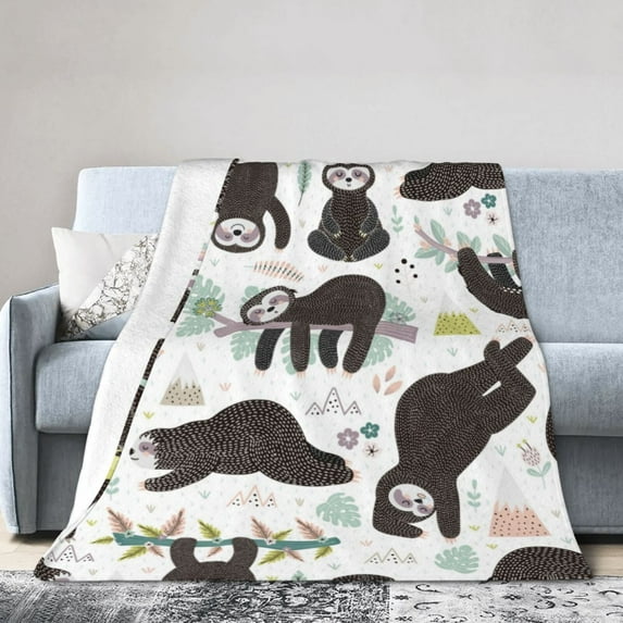 Sloth Blanket Gifts For Kids Adults - Lightweight Throw Blanket For Bedroom Living Room Decor Soft Fuzzy Fleece Cozy Plush Bed Couch 60"X50"
