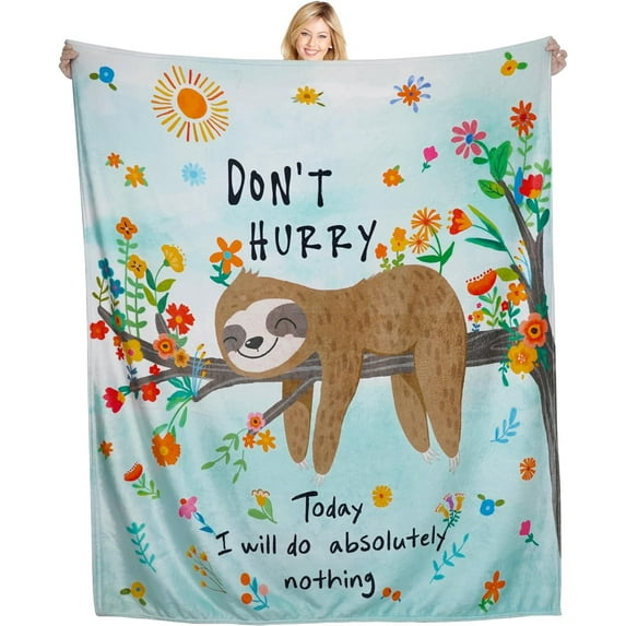 Sloth Blanket, Sloth Gifts for Women - Sloth Lover Gifts for Birthday, Children''s Day, Graduation, Thanksgiving, Christmas, Cute Sloth Throw Blankets for Kids 60"x50"