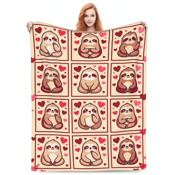 Sloth Blanket, Soft Plush Flannel Animal Throw Blanket, Cozy Warm Blanket for Bedding, Sloth Gifts for Women Adults 50x40